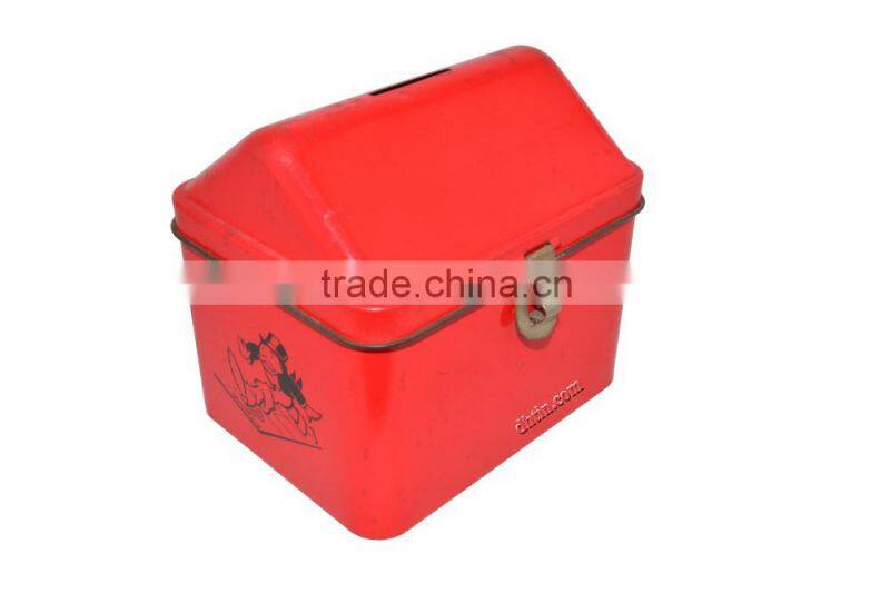 house-shape metal coin bank