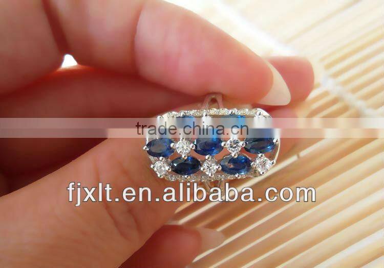 Custom Design 925 Sterling Silver Sapphire and Diamond Ring