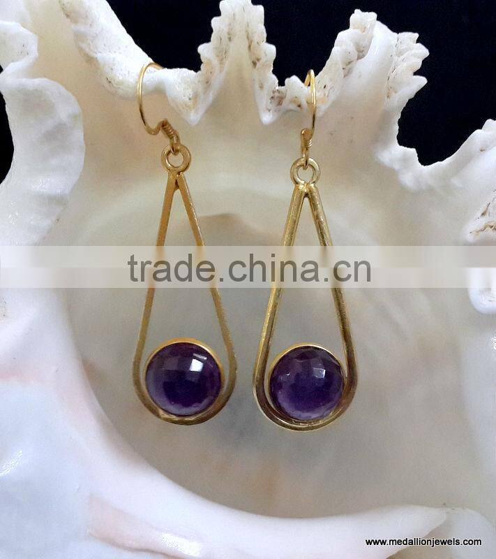 Amethyst Vermeil Designer Sterling Silver Earrings,Gold Polished 925 Sterling Silver Jewelry,Designer Earrings Fashion Jewelry