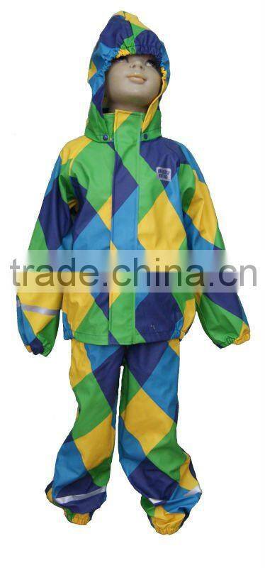 Kid's All Over Printed PU Knitted Rain Sets, Rain Suit, Rain Wear