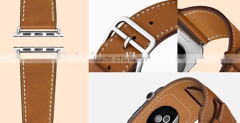 New 1:1 Original Quality Cuff Bracelet Strap Leather Watchband for Apple Watch Band 42mm 38mm With Metal Adapters