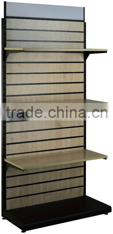 Supermarket MDF Slatwall Display Clothes Gondola Shelving