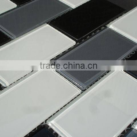 48*98 Germany design black and while glass mosaic brick HG-15-5