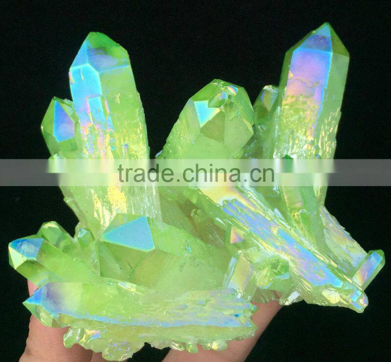 large green electroplating crystal cluster for selling