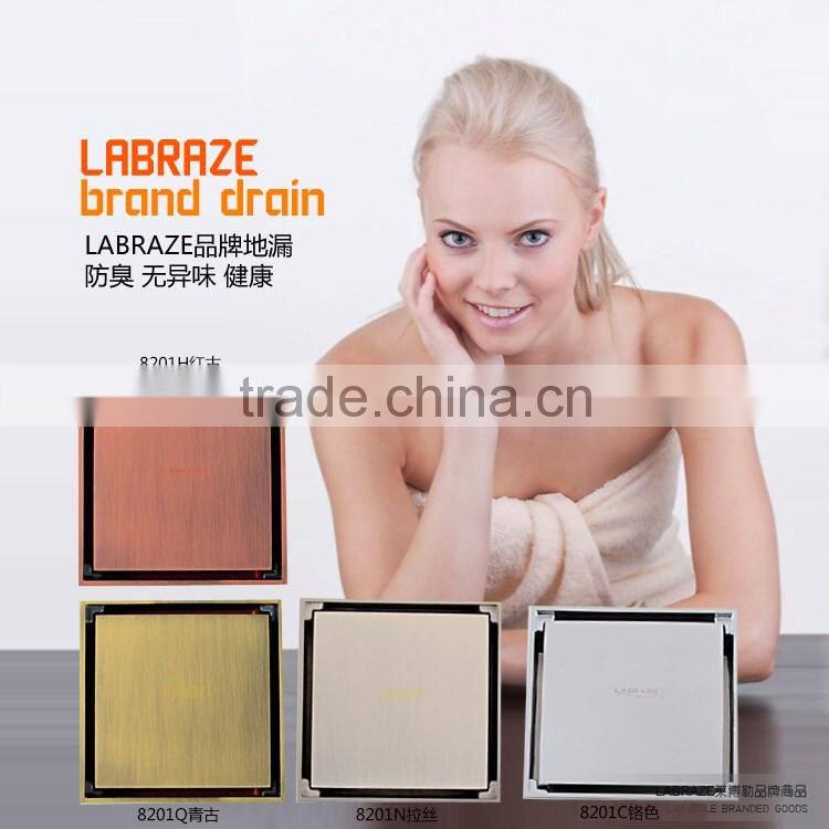 LABRAZE LE8201C bathroom/kitchen brass floor drains with chrome plating