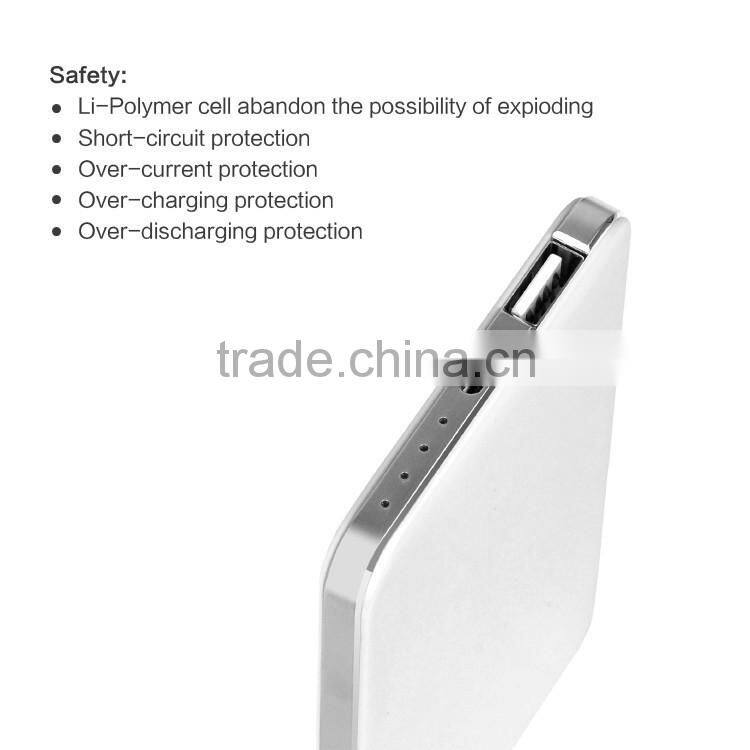 Ultra Thin Credit Card Mobile Power Bank 6000mAh Polymer with Built In USB Cable Pocket Power External Battery Charger