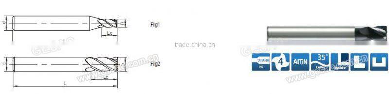 4 Flute Stub Length Tungsten Carbide End Mill for Stainless Steel Milling