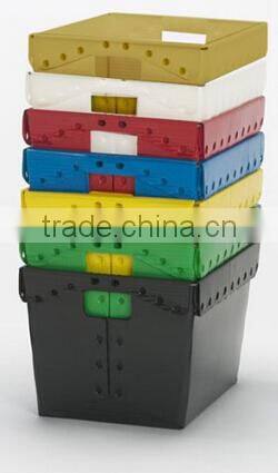 Nestable corrugated plastic tote box/mailing box /postal tote bin
