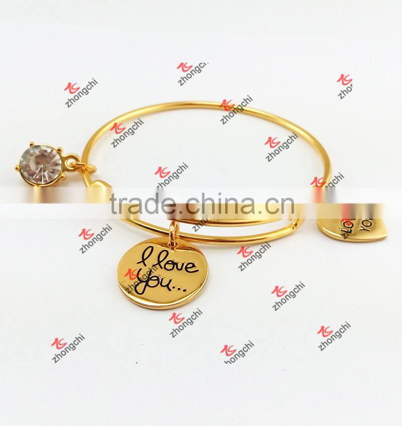 Gold Charms Brass Bracelet Bangles Jewelry