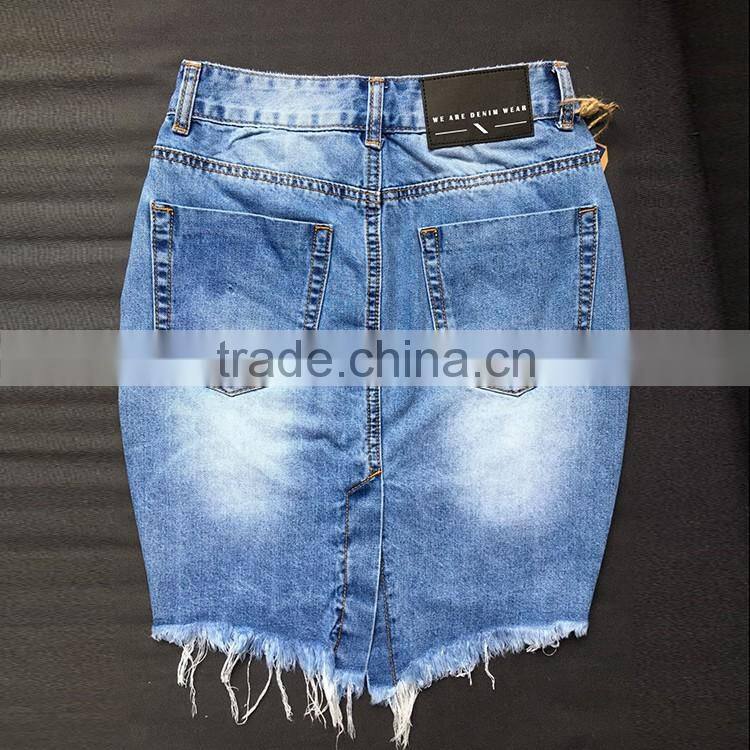 2016 Summer Women Bulk Wholesale Damaged Wrap Jeans Tassel Designs Slim Short Ripped Denim Office Skirt Crushed Skirts Ladies