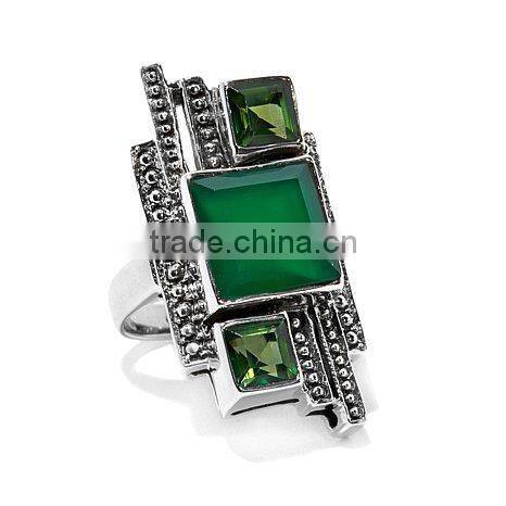 Colleen Lopez 4.28ct London Blue Topaz and White Topaz Sterling Silver "Leaf" Ring