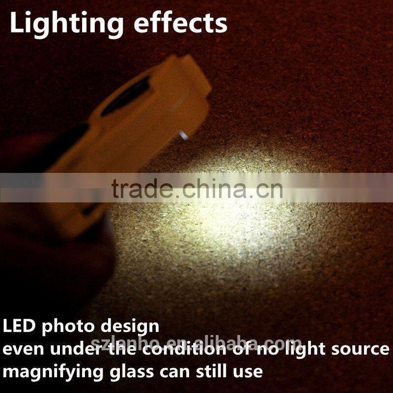 45X25mm Rotate LED Lamp Mini Pocket Loupe Reading Magnifier