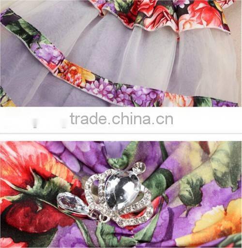 2015 Boutique Shop Hot Sale Flower Baby Dress Korean Style Strap Princess Kids Girl Fairy Dress