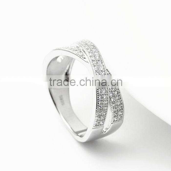 Micro pave setting ring cubic zircon 925 silver jewelry wholesale