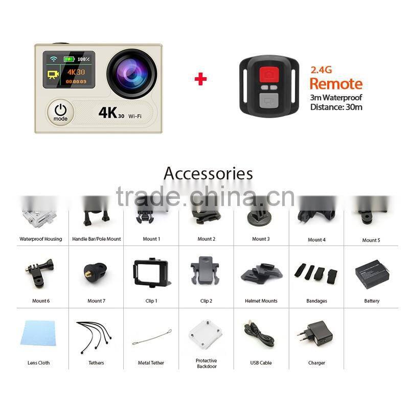 Real 4k dash cam Amba A12 chipset 4k@30fps sport camera