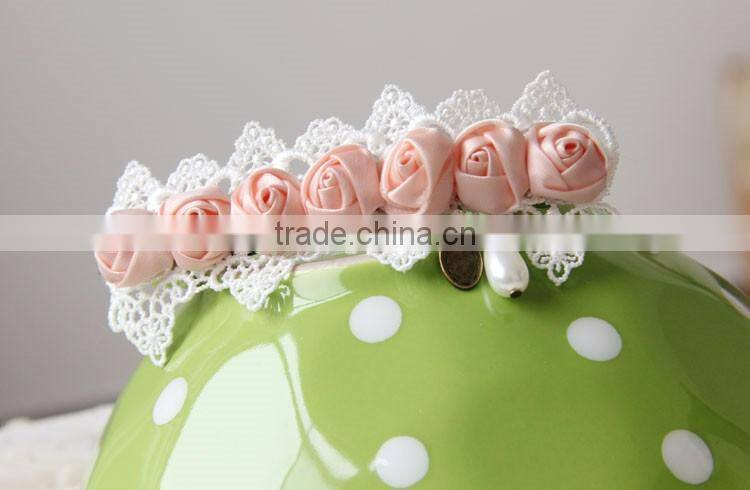 MYLOVE pink rose with white lace hair clip women fashion accessory