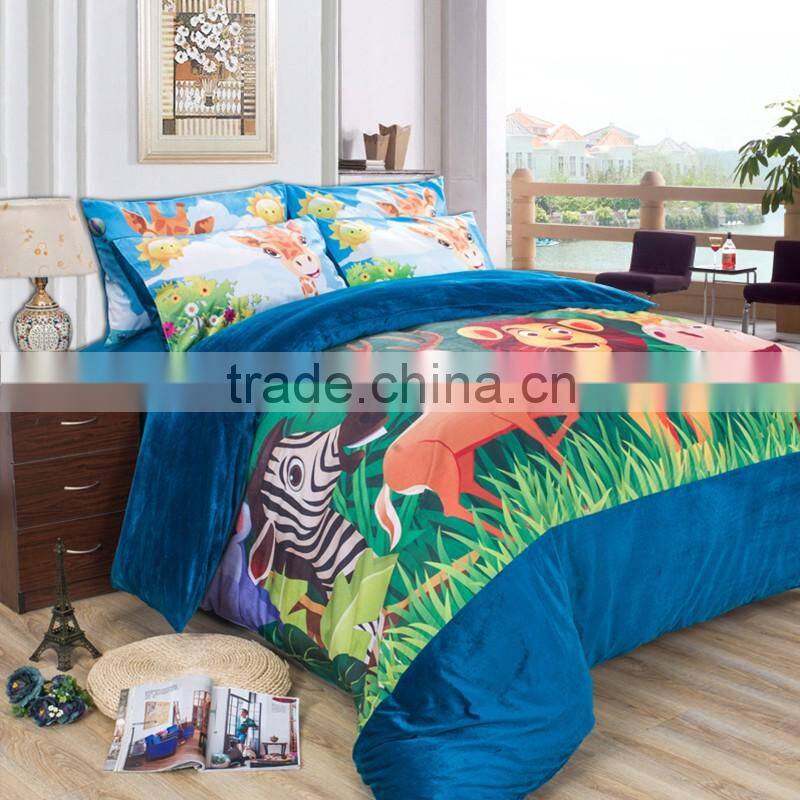 100% polyester 3D animal digital printed bedding set
