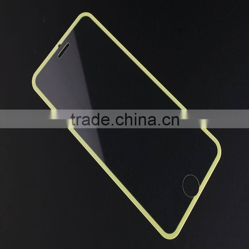 Slim Yellow Frame Decorative For Iphone 6 Screen Protector 9H Tempered Glass