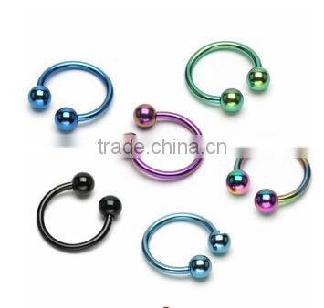 Titanium anodized fancy high polished ball eyebrow rings fake eyebrow rings