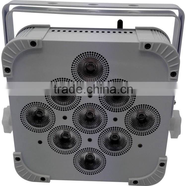 Three Years Warranty Uplight Rechargeable DMX Wireless Battery Powered Par Can 5in1 RGBWA 9x15w LED Par Light