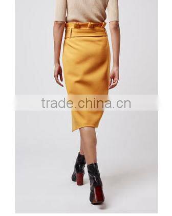 High Waist Split belts designer Straight leg pencil skirts Women Midi Skirts
