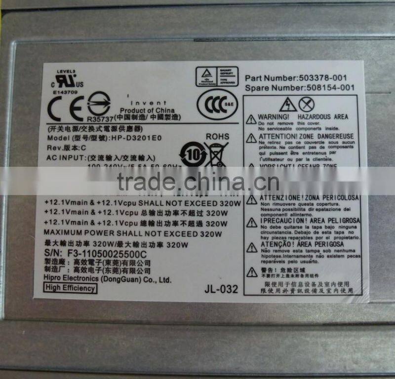 508154-001 503378-001 PS-4321-9HA ELITE 8000/8100 MT 320 WATTS POWER SUPPLY