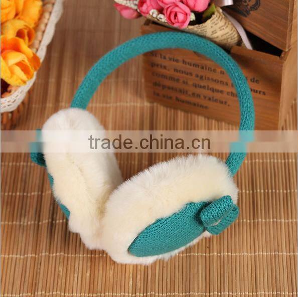 Knit Solid Color Plush Lining Bright Color Earmuffs