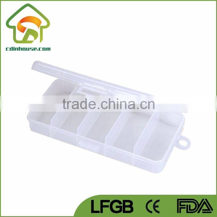 5 Slots Compartment Plastic Jewery Necklace Storage Box Clear Case