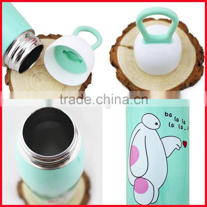 Wholesale double layers stainless steel 201 vacuum insulation flask creative hang rop kids pot-bellied cup children's cup