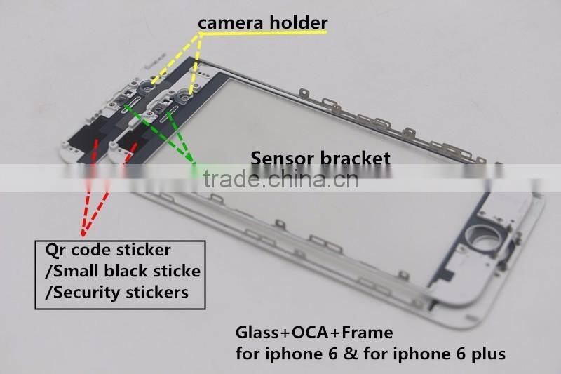 glass replacement with cold press frame+ oca glue + polarizer +QR code sticker+ ear mesh for iphone