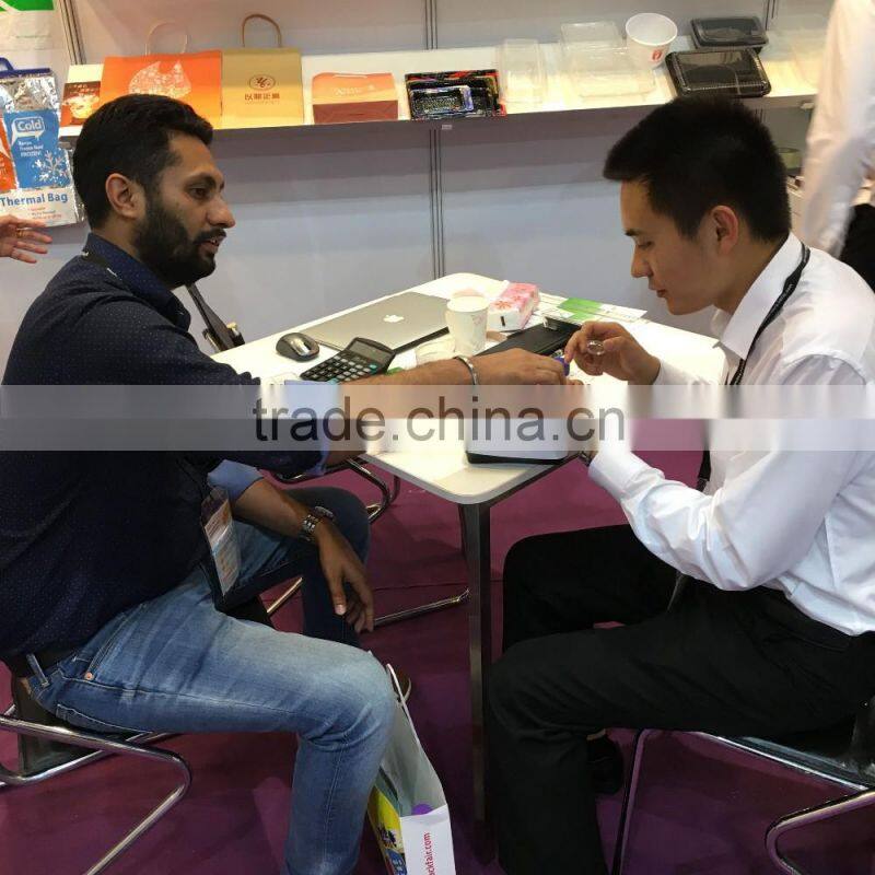 Big round black plastic disposable food sushi tray