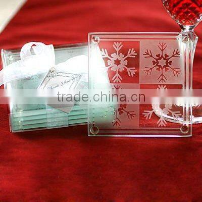 engraved snowflake personalized glass coaster on sale