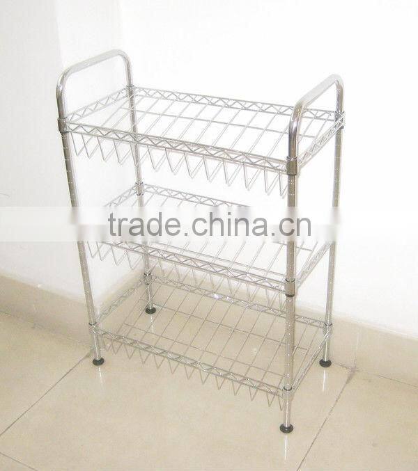 wire storage shelf and 3 tiers shoes standing organizer