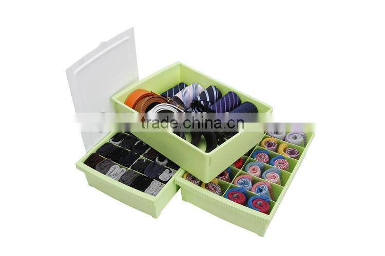 2014 New Colorful Plastic Waterproof Storage Box Set Socks and Underwear Box Design With Two Lid