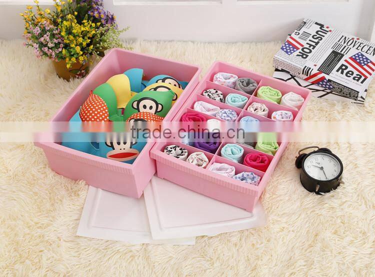 2014 New Plastic Waterproof Socks and Underwear Storage Box Sundries With Two Lids