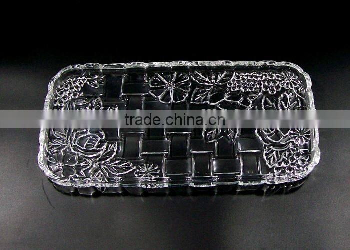 2017 new big glass plate transparent glass fruit plate
