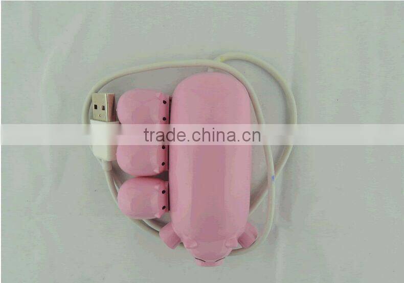 New Arrival Lovely Cartoon Pig Design 3 Port USB Hub 2.0 USB Interface Promotion Gift Choice Present With Card Reader Function