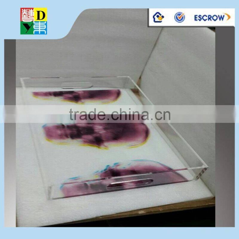 2015 modern design acrylic serving tray/rectangle acrylic tray with custom printed for hotel from China manufacturer low price