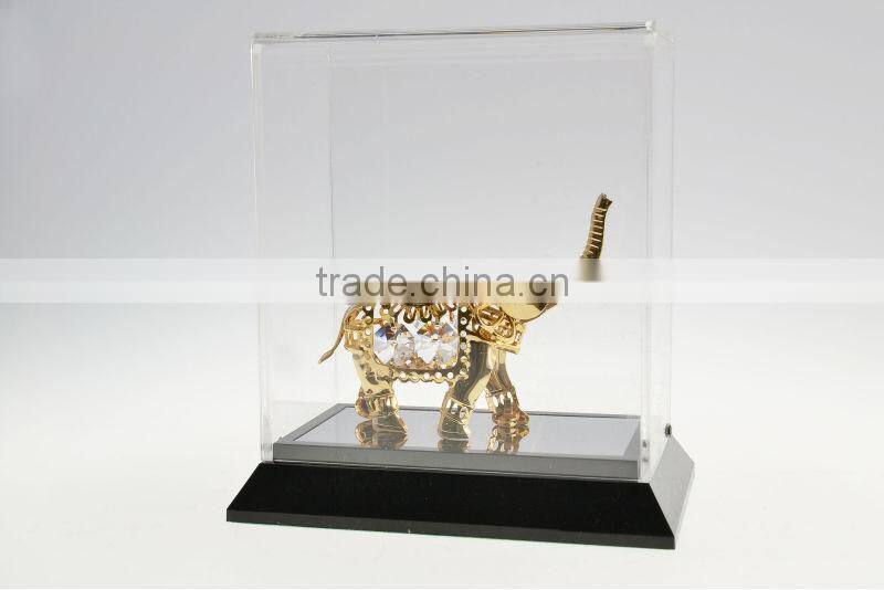 Customer Made Gold Plated Dressed Elephant Decoration With Acrylic Box