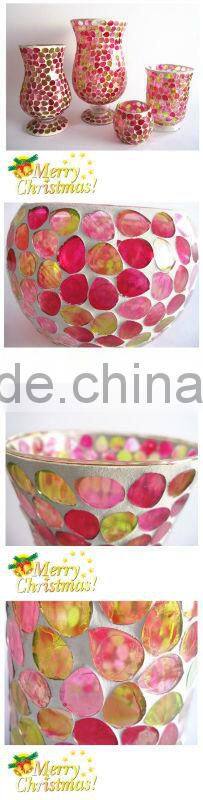 Fabulous Large Wedding Vase Red Yellow Glass Decorative Goblet Blown Mosaic Glass Vases