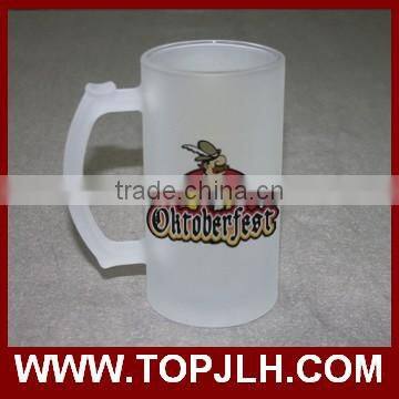 Topjlh high quality sublimation glass beer mug with handle