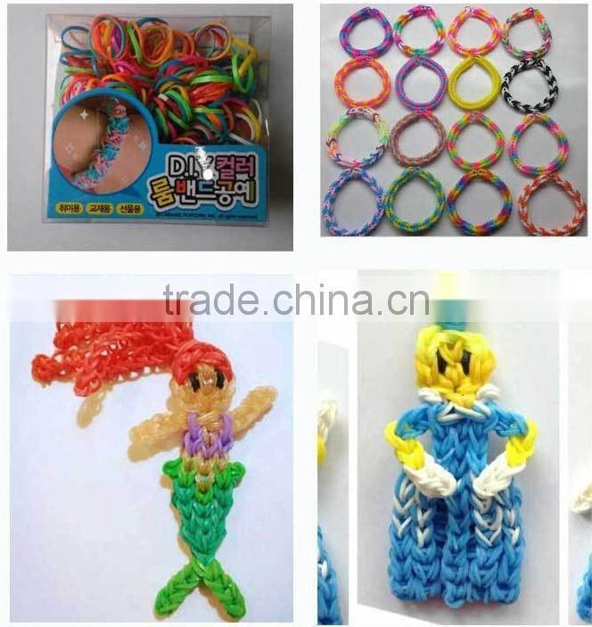 Free Shipping 600pcs Glow In The Dark Ranbow Fun Diy Colorful Loom Kit Rubber Bands Plastic Box