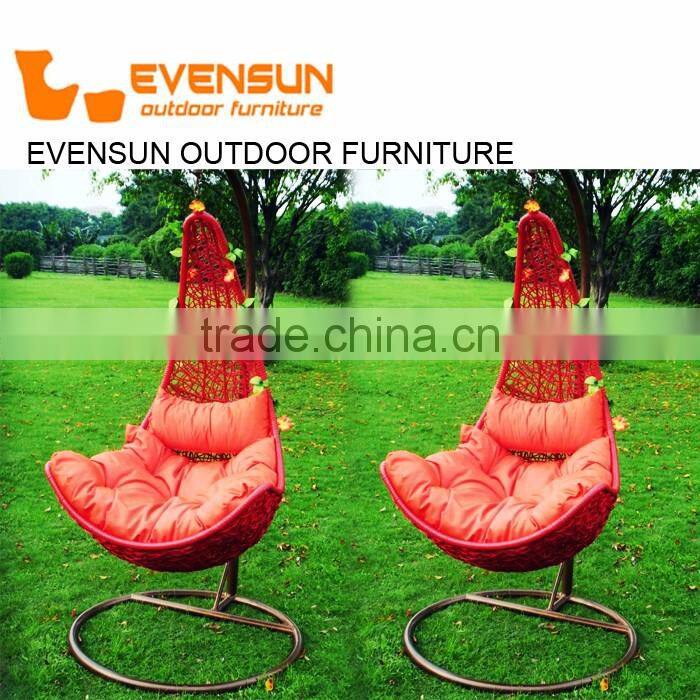 Cheap price outdoor garden rattan wicker hanging egg basket swing chair indoor with metal stand