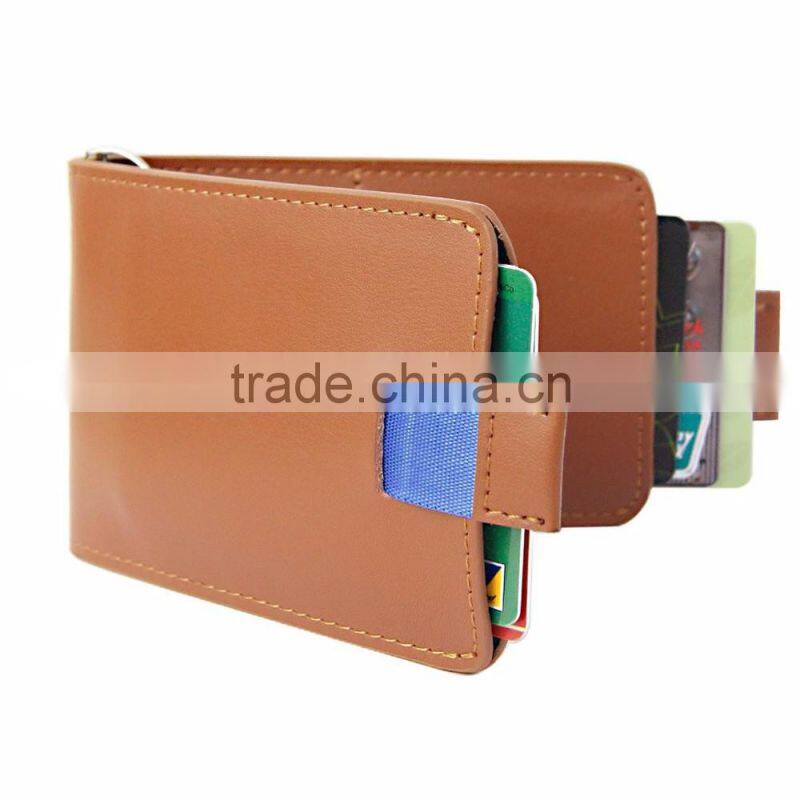 Ultra Slim RFID Blocking Bifold Leather Wallet Pull Tab with Money Clip
