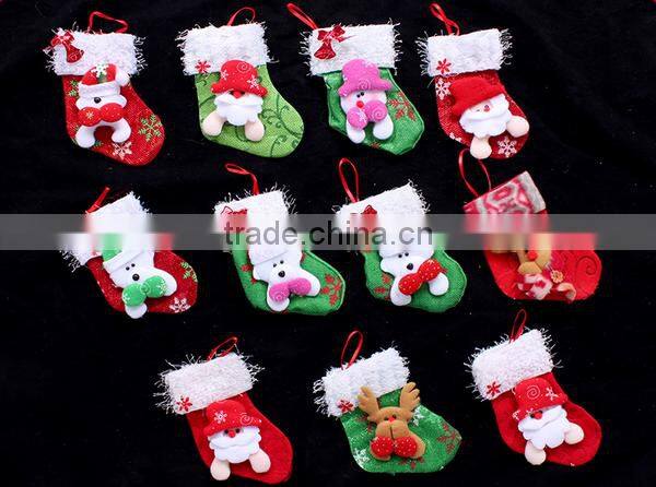 China factory varies of cute type of the fabric stocking hanger holder wool felt Toddler Christmas socks for Xmas tree decor