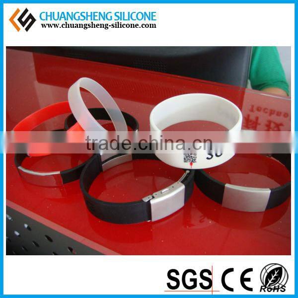 2016 hot selling promotional gift silicone engravable Stainless Steel Sheet, cool fashion bracelet, beautiful wristband