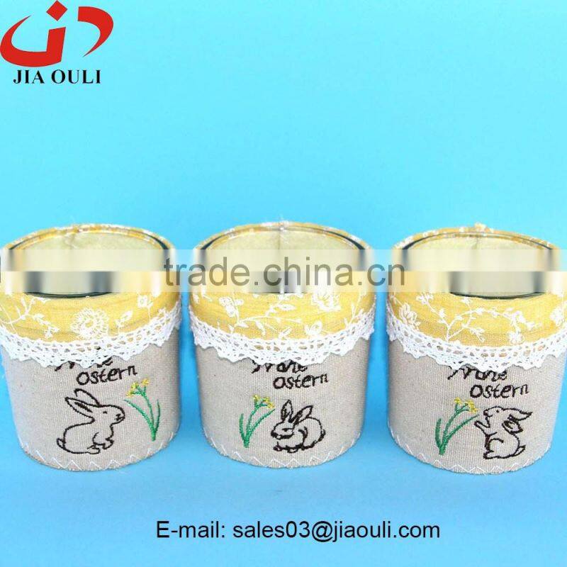 Unique design with non woven fabric cover glass cup planter, nursery pot