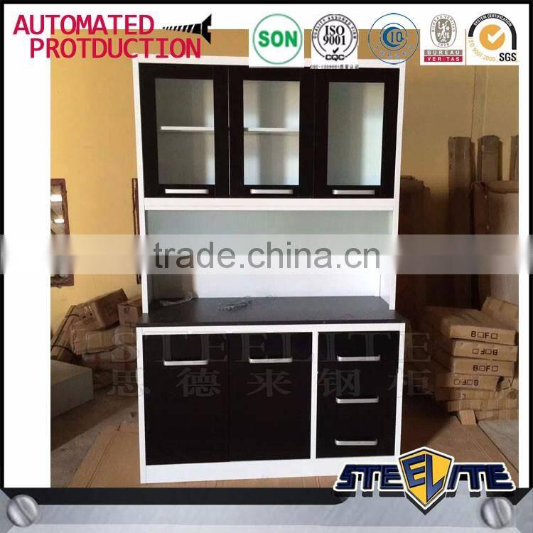 Custom made black kitchen cabinet set with 3 door almirah design