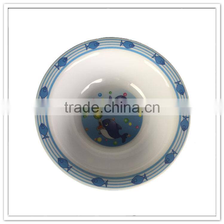 Food grade unbreakable dolphin printing kids melamine dinner set bowl