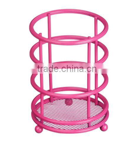 Hot pink powder coating stylish iron metal fruit basket hanger holders racks for kitchen organizer storage